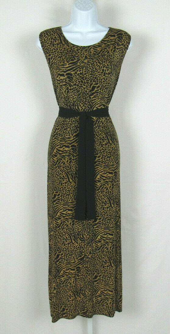 MIRASOL LEOPARD PRINT DRESS MEDIUM ACETATE SPANDEX BLEND BELT MADE IN USA