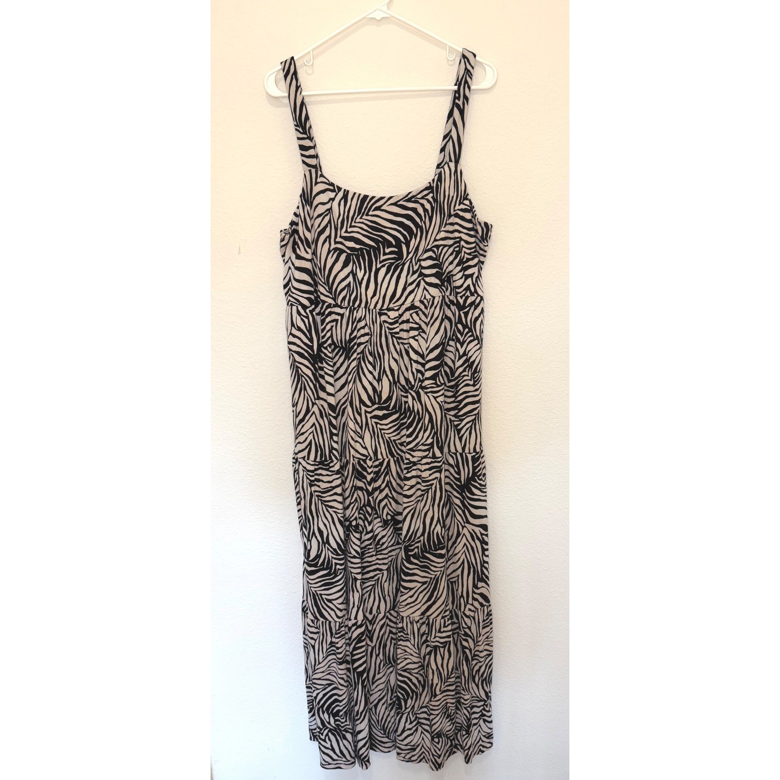 Soma Maxi Dress XXL Zebra Print Boho Tiered Summer Beach Vacation