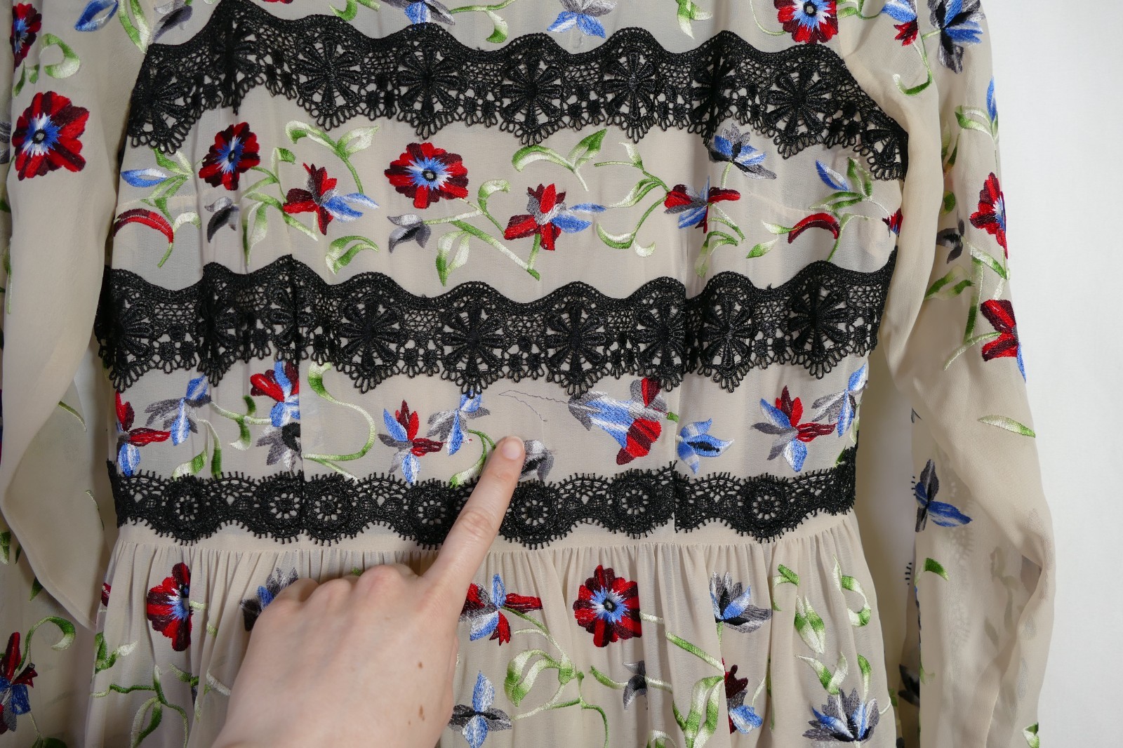 Geode Womens Boho Floral Embroidered Midi Dress Size M Lace Garden Party Dainty