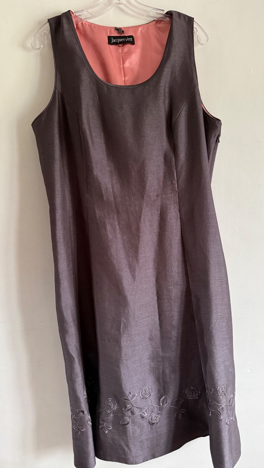 JACQUES VERT PURPLE MARVE SLEEVELESS FLORAL DETAIL SHIFT MIDI DRESS SIZE:18