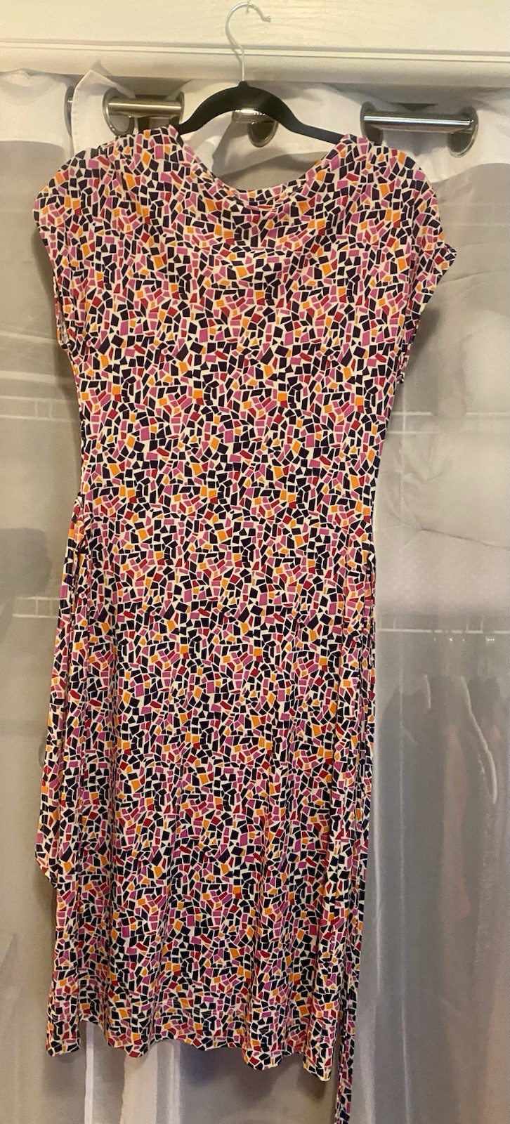 Banana Republic Multicolor Geometric V-Neck Cap Sleeve Wrap Knee Dress M