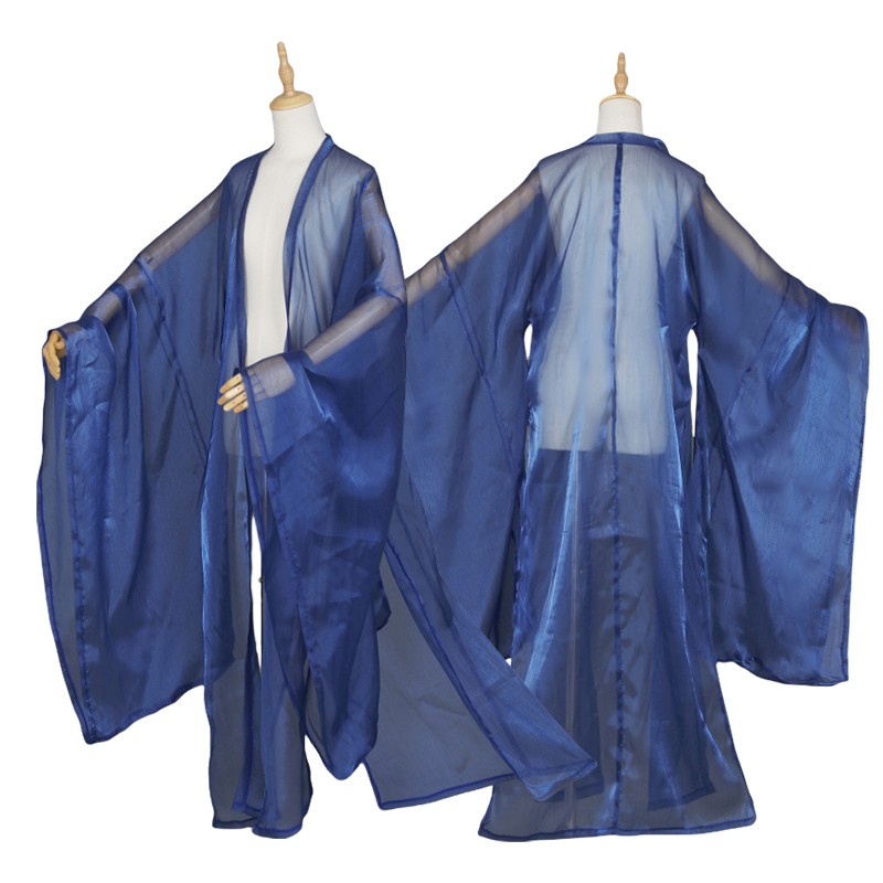 Hanfu Clothing Shiny Chiffon Cloak Wide Sleeved Coat Cape Chinese Costume