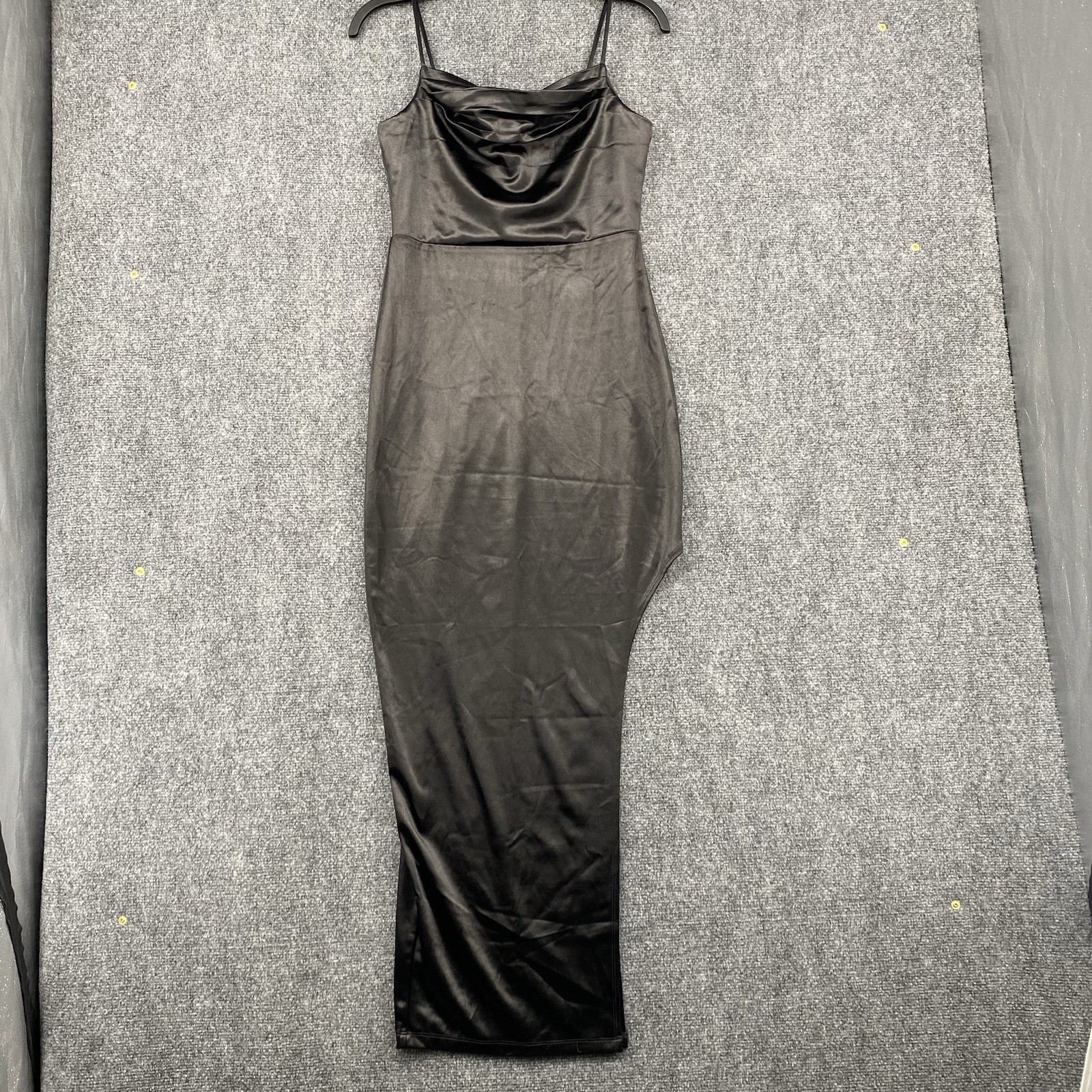 NWT Anrabess Women’s Satin Spaghetti Strap Maxi Dress High Side Slit