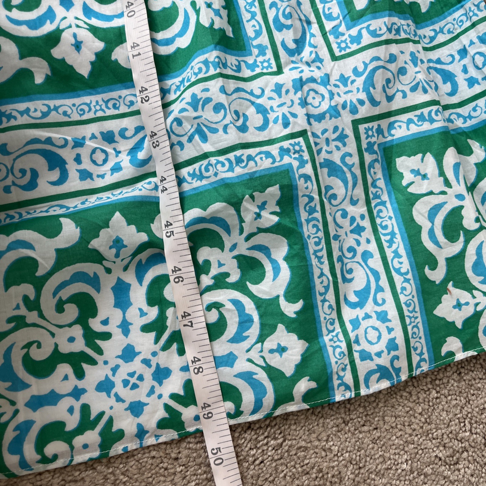 Talbots Maxi Dress 10P Green Blue Halter Medallion Fit Flare Preppy Resort Beach