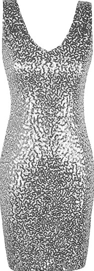 PrettyGuide Women’s Sequin Cocktail Dress V Neck Bodycon Glitter Party Dress L