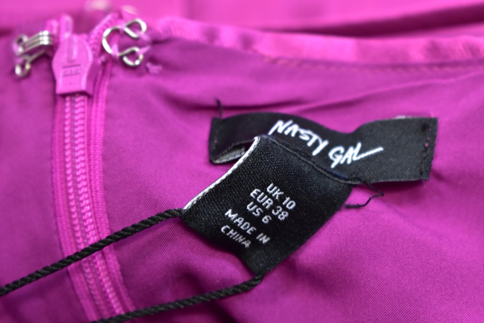 Nasty Gal Structured Twill Ruffle Strappy Midi Dress Formal Magenta Womens 6