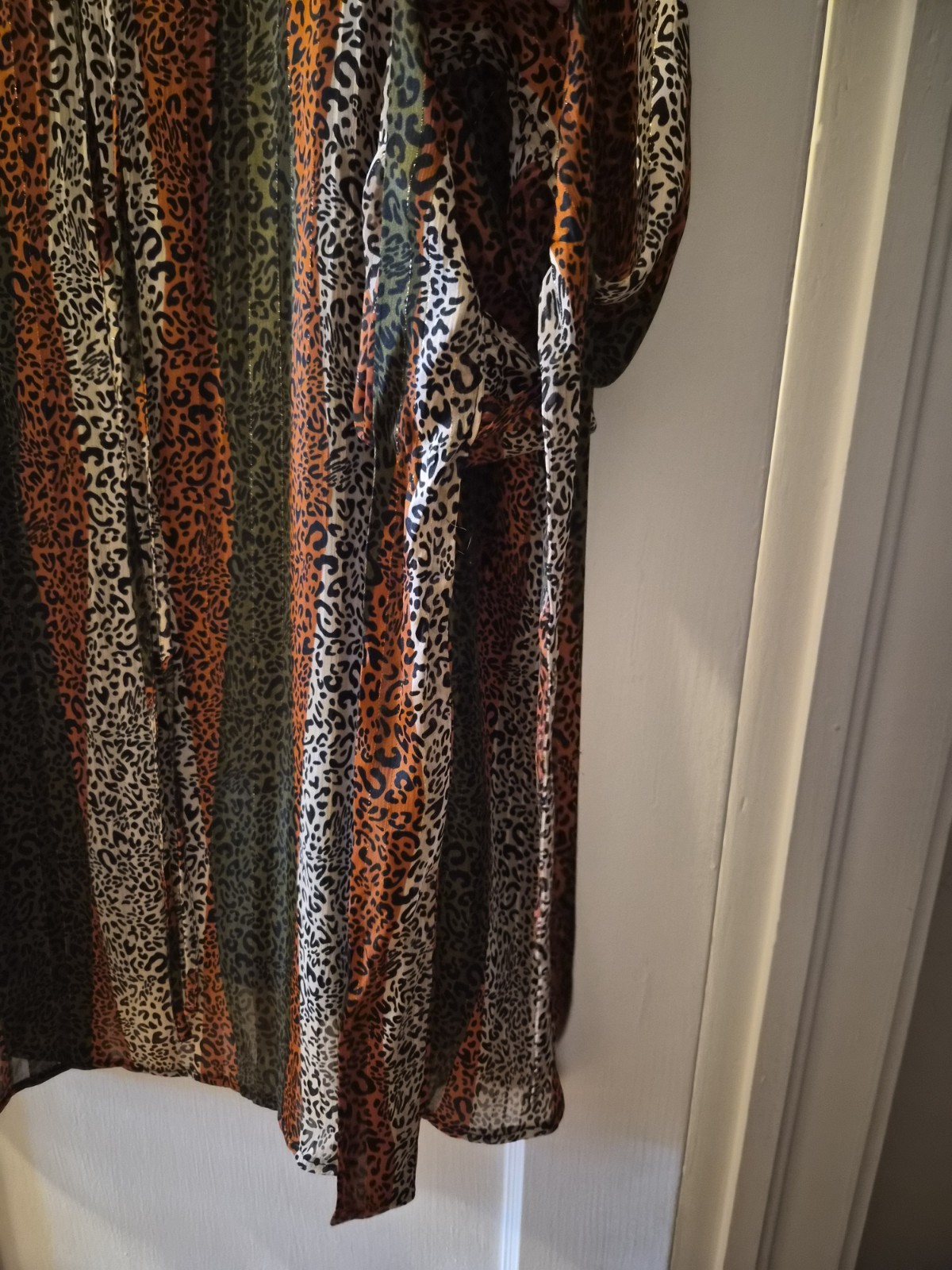 Size Small GFlock Collection Leopard Print Long Sleeve Babydoll Party Dress NWT