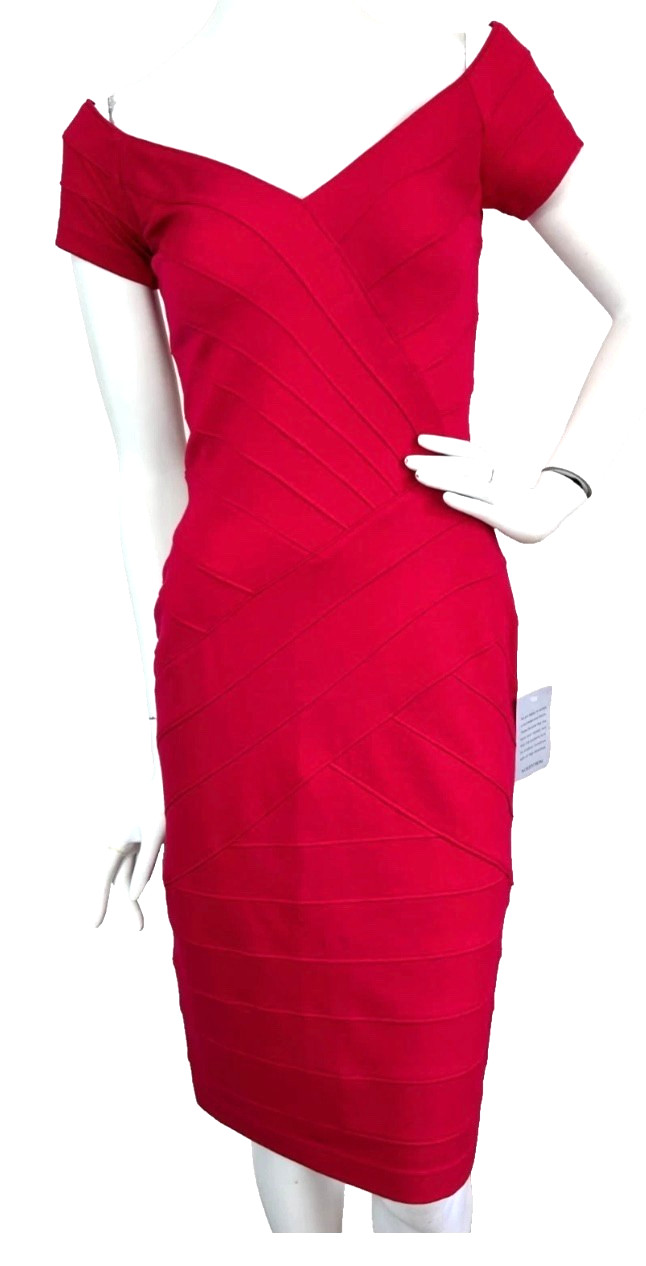 90s Tadashi Banage Dress Size Small Raspberry Cap Sleeve Bodycon Zip Stretch NWT