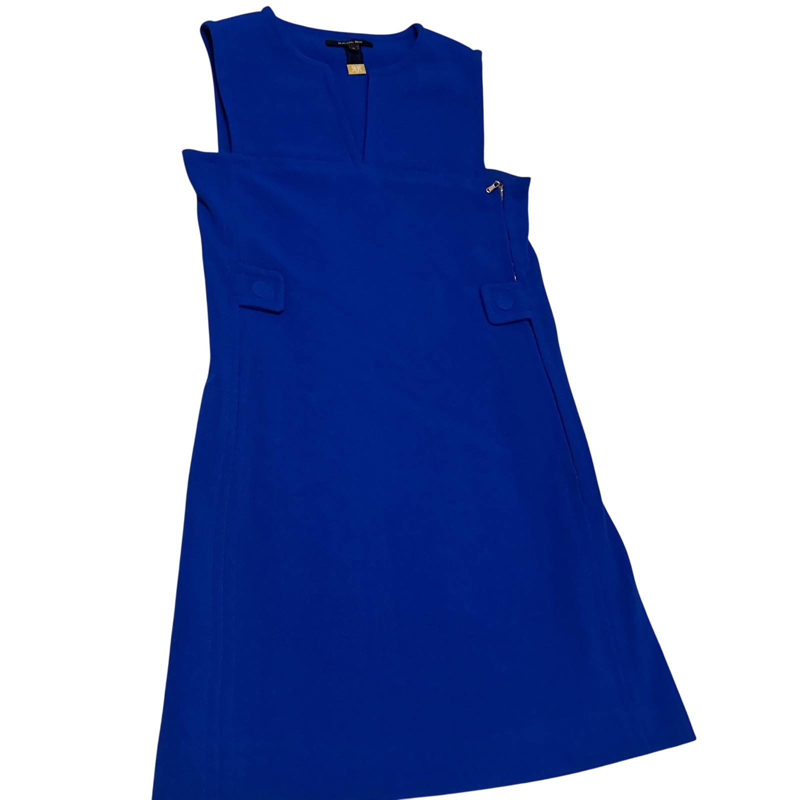 Rachel Rachel Roy Cobalt Royal Blue Sleeveless Split Neck Shift Dress Size 4