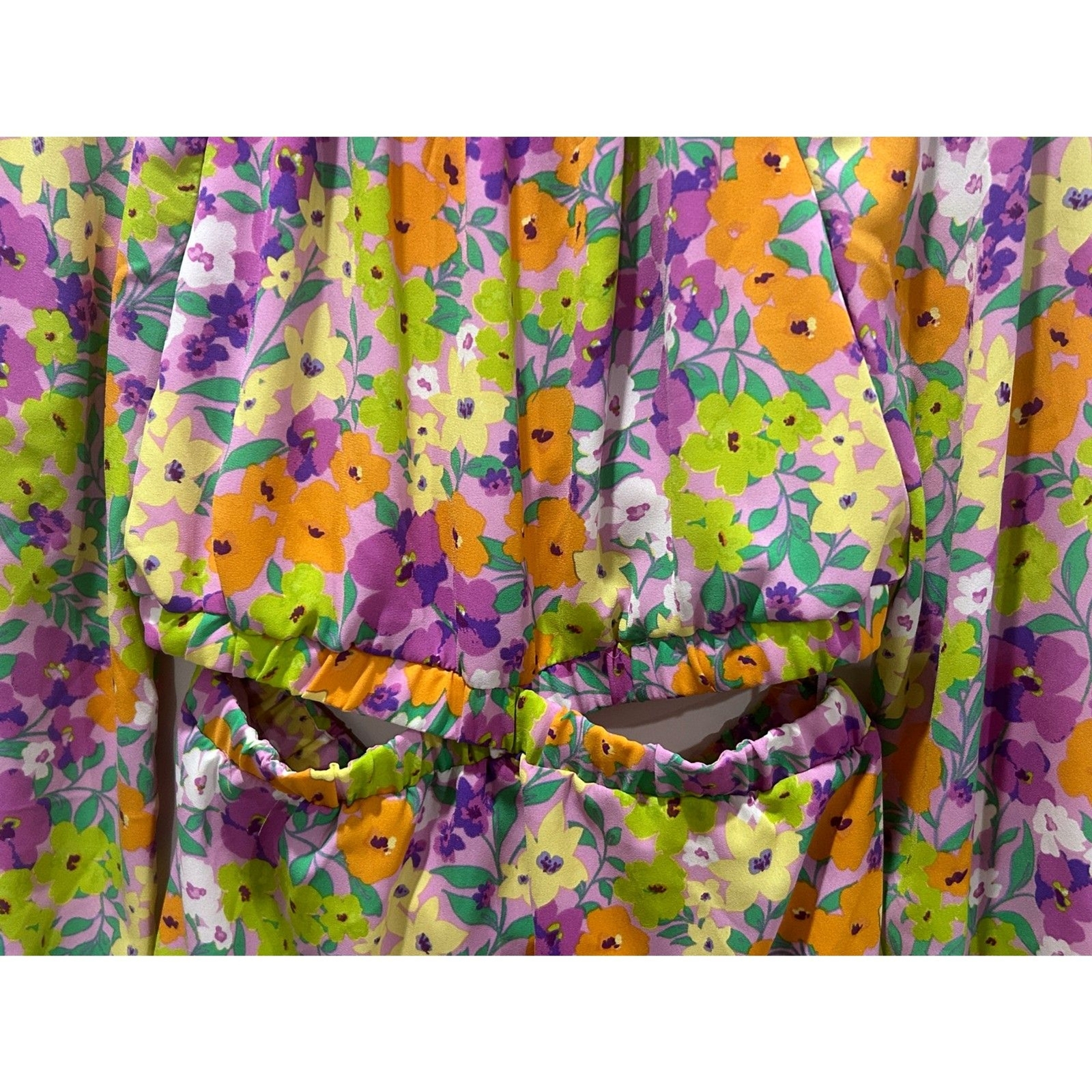 Sanctuary floral multicolor side cut-out Elastic waist mini dress NWT XS, S