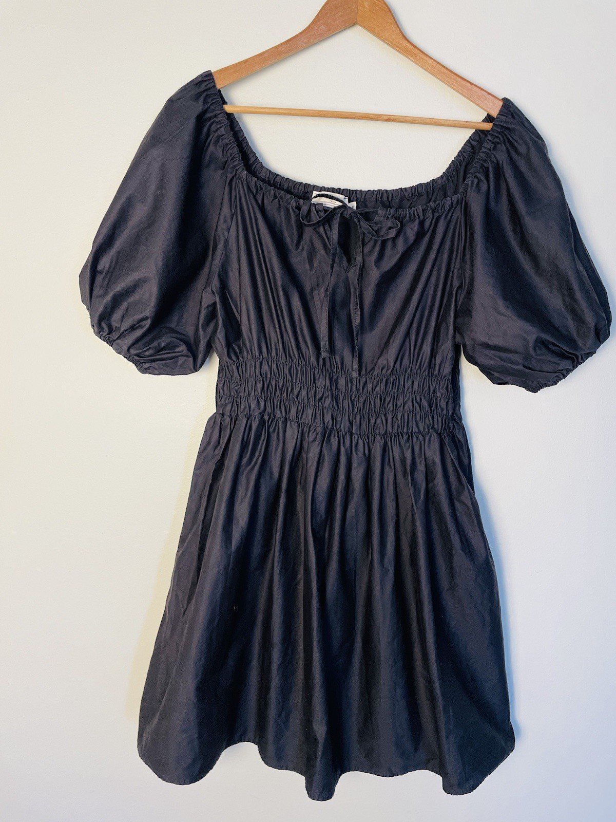 Devotion Twins Puff Sleeve Smocked Cinched Waist Mini Dress. Med. Made In Greece