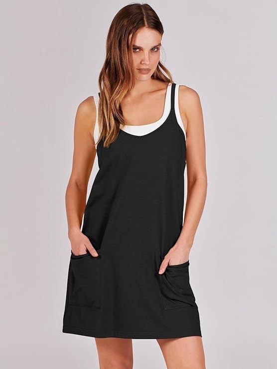 ANRABESS Women Athletic Dress Summer Tennis Workout Active Sports Mini Romper