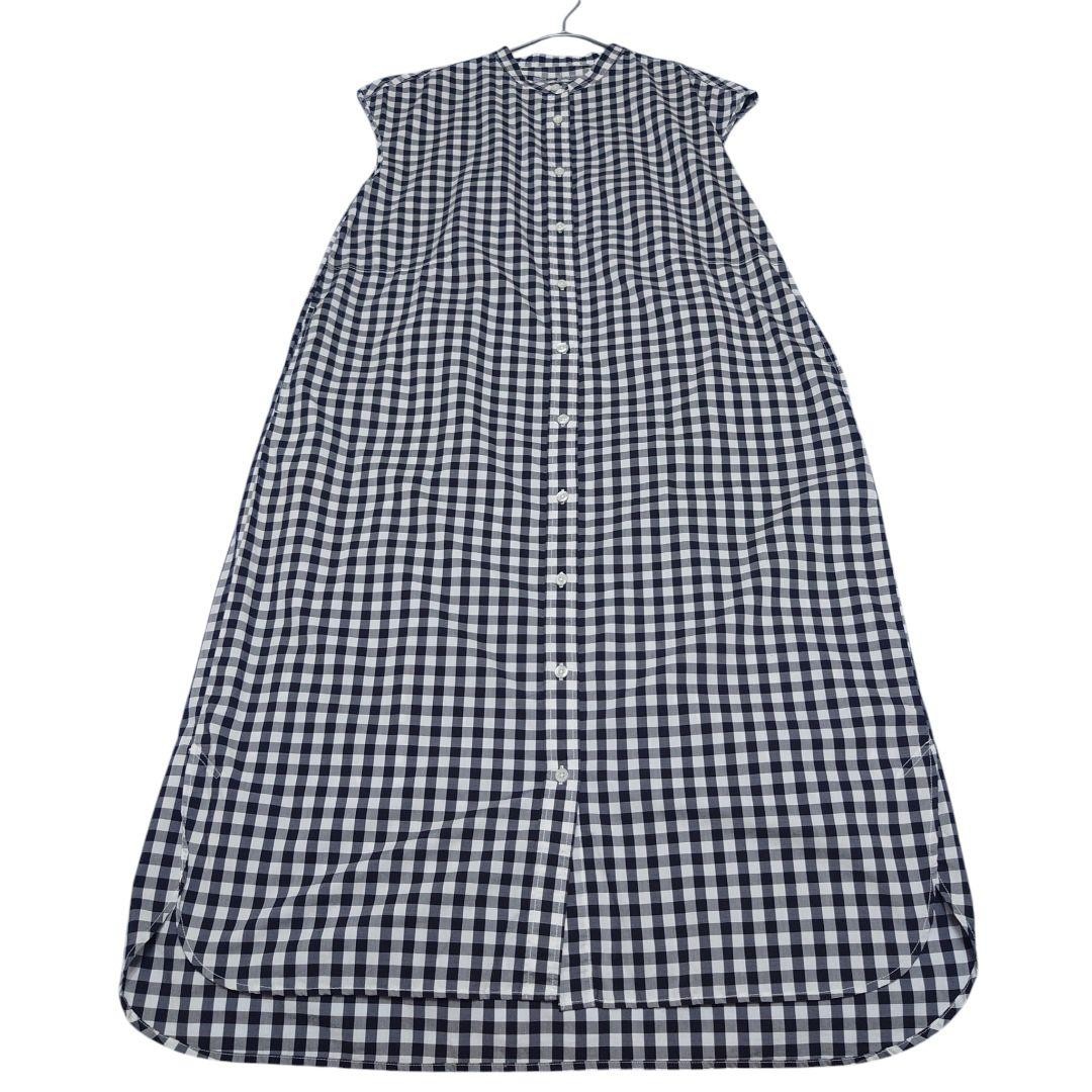 MUJI Gingham Check Dress L Black White A Line with Pockets
