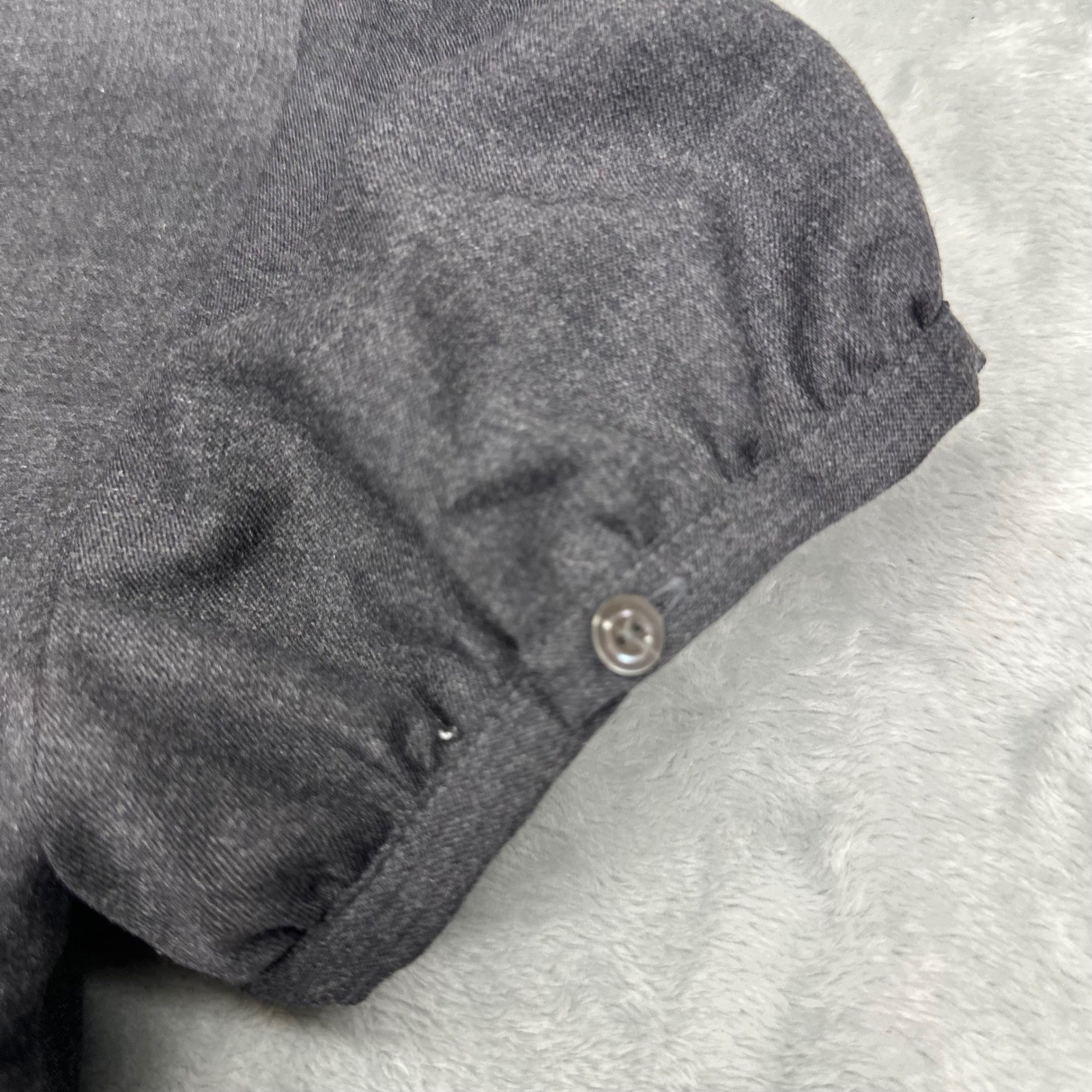 Gap Womens 2 Gray Stretch Ruffle Neck Shift Dress Short Sleeve Workwear Pockets