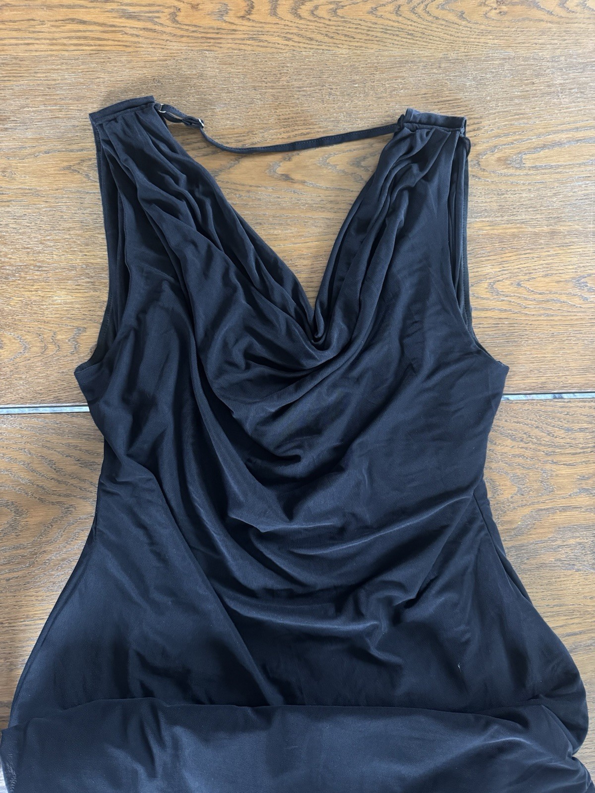 Partheas Women’s Black Solid Sleeveless Cowl Neck Maxi Dress Long Size 10