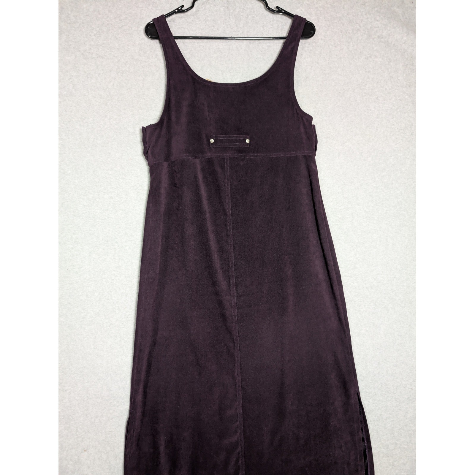 Pinafore Maxi Dress Medium Dark Purple Whimsigoth Sleek 90s Style Side Slits VTG
