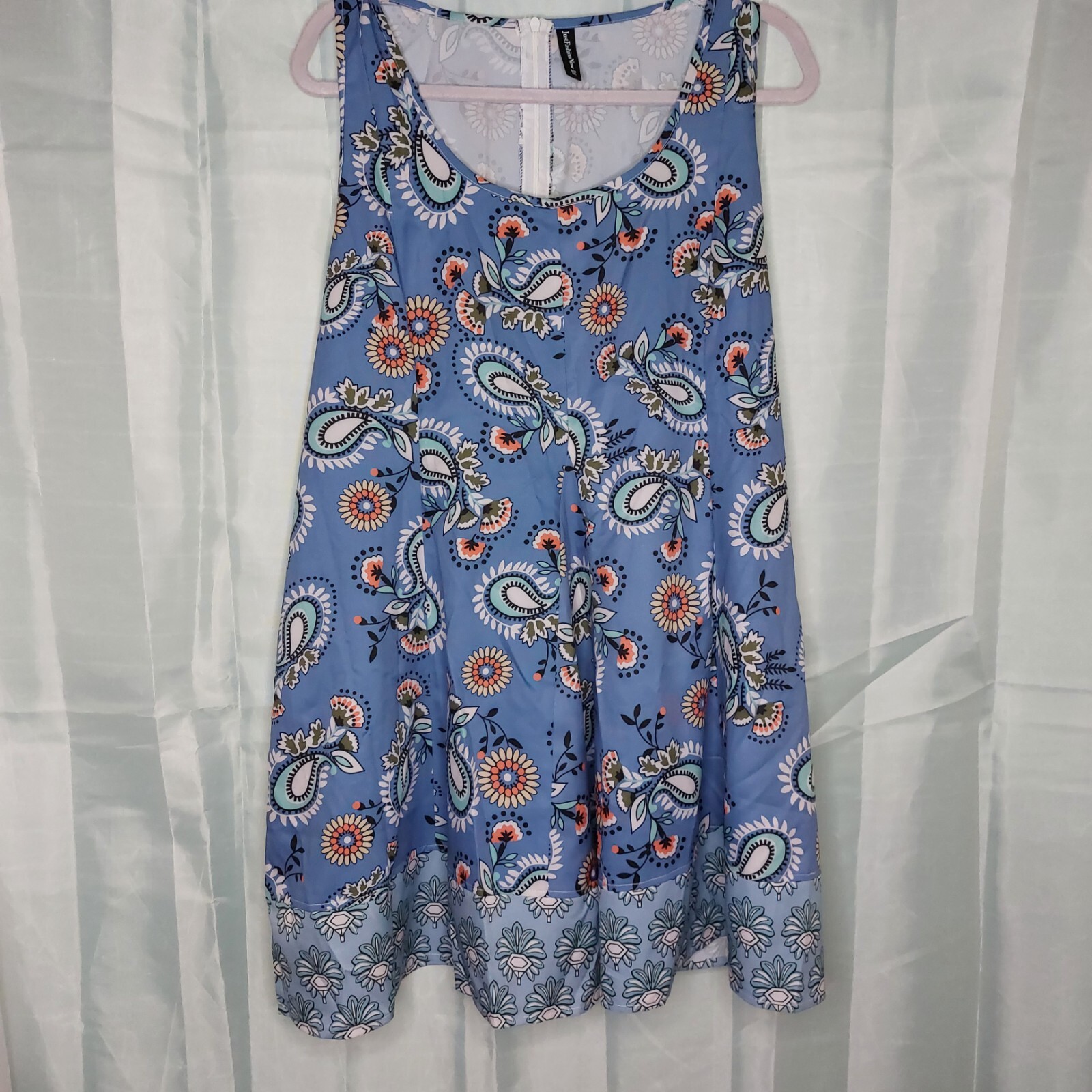 JFN Spring Summer Dress Casual Vacation U-neck Sleeveless mini Light polyester