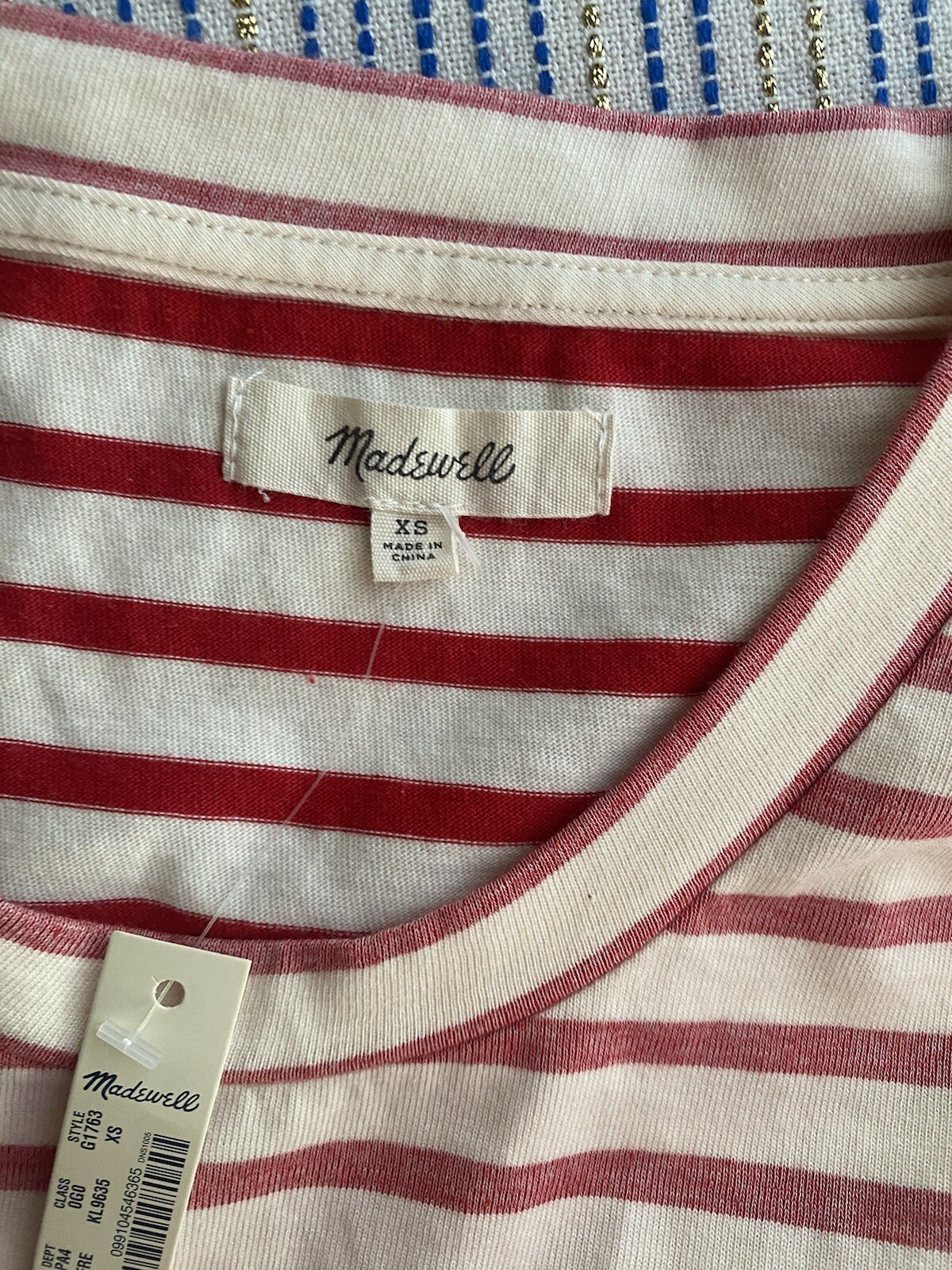 Madewell Mini Dress Muted Red/Cream Striped Retreat T-Shirt Sz XS NWT