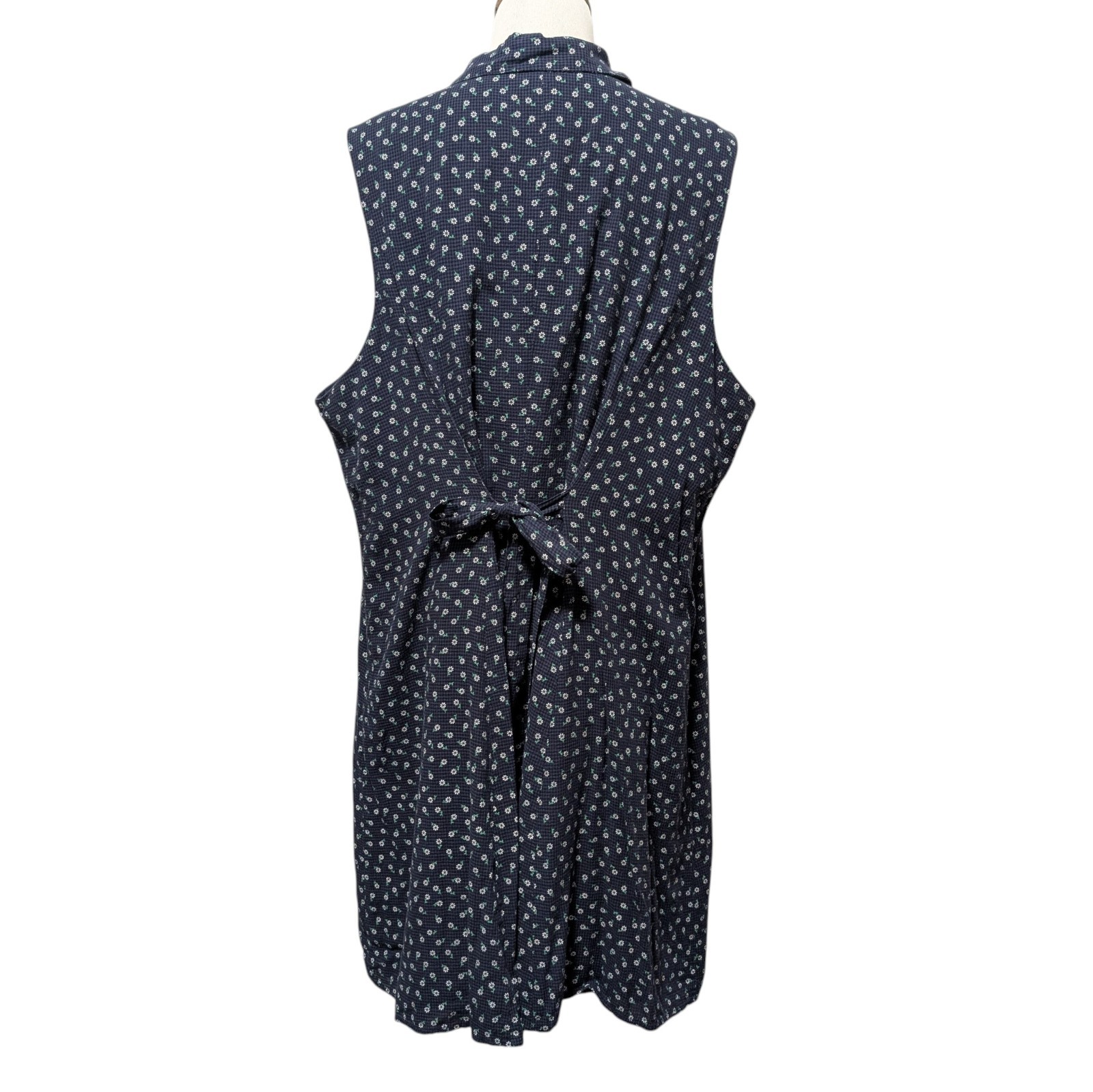Modcloth Womens Plus Size 26 Blue Daisy Printed Sleeveless Back Tie Tent Dress