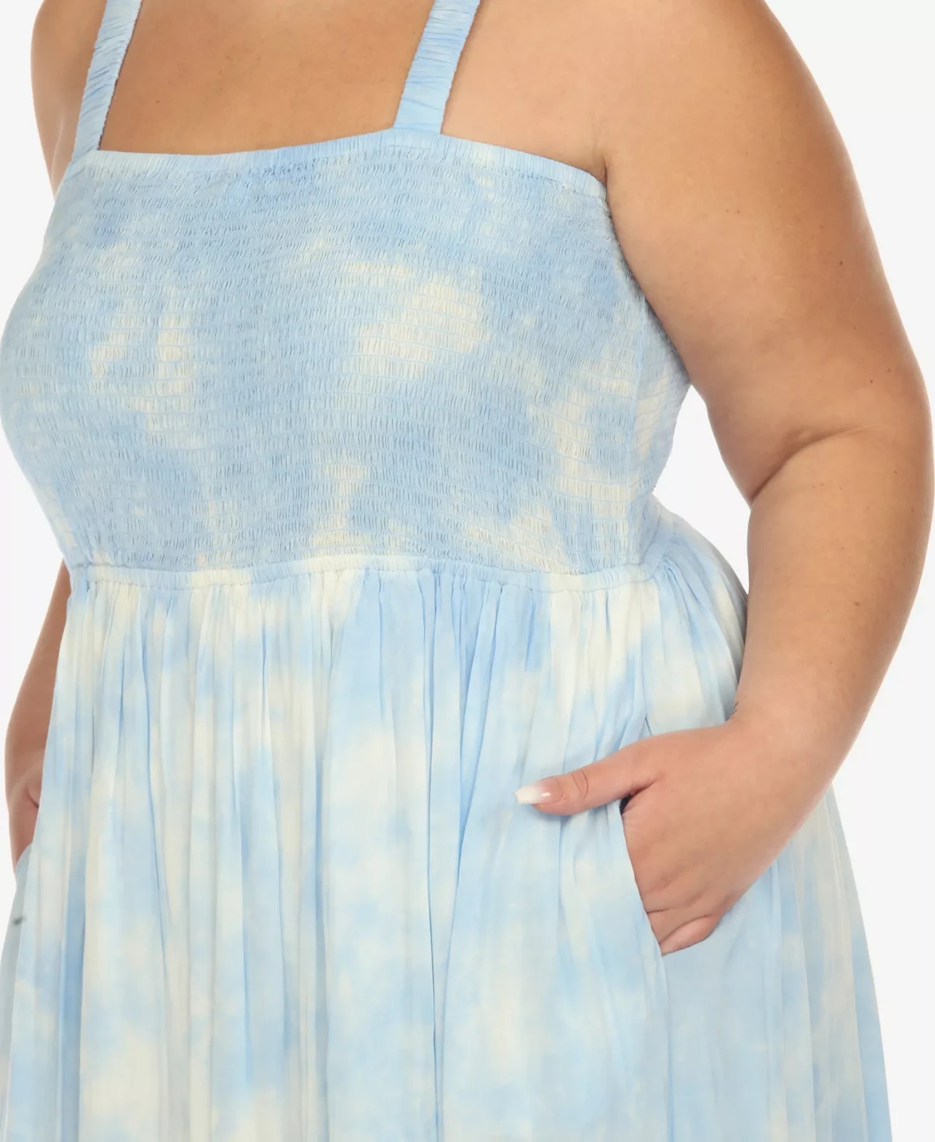 White Mark Plus Size Smocked Ruffle Maxi Dress Blue Size 2XL 2707