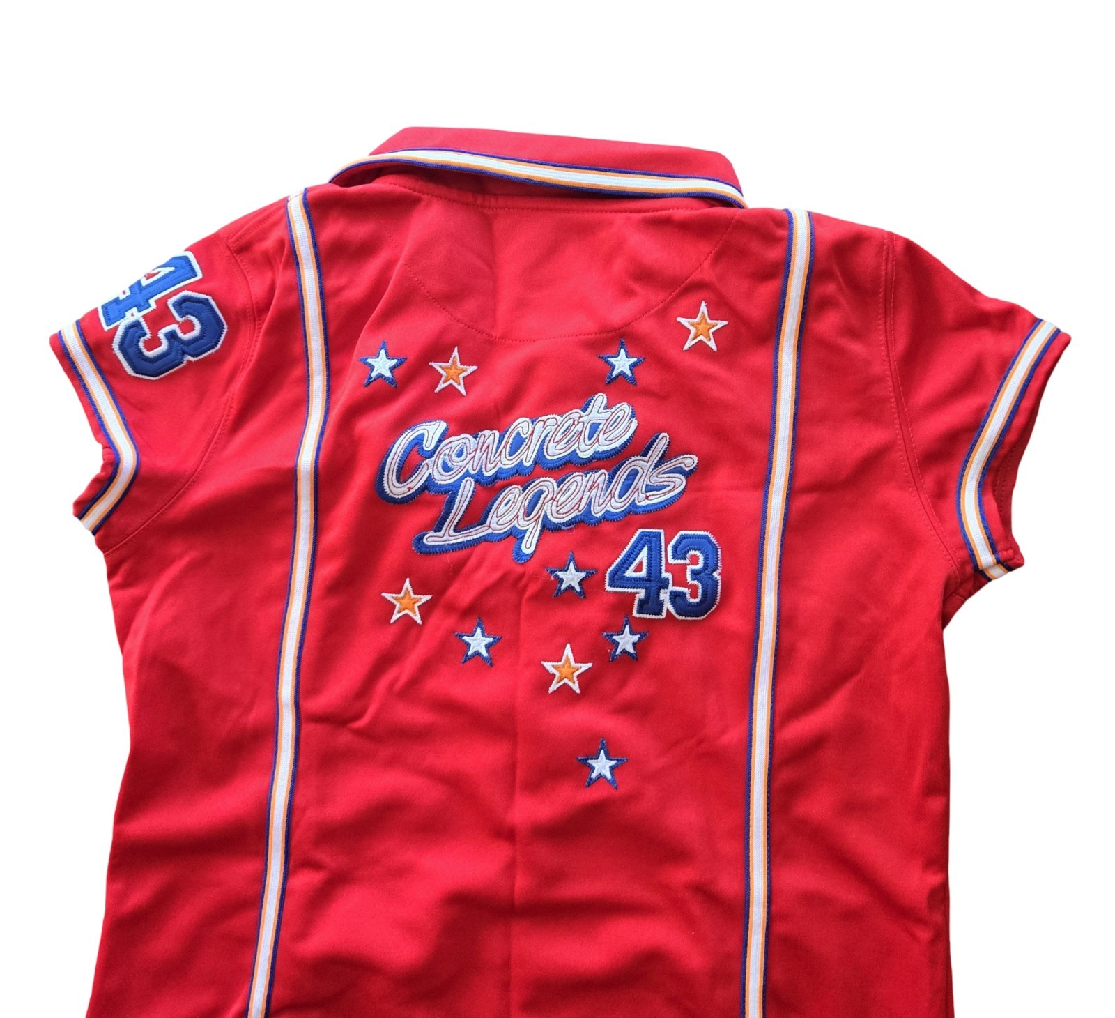 Concrete Legends Women’s Red Polo Dress Snap Front Embroidered Logo L