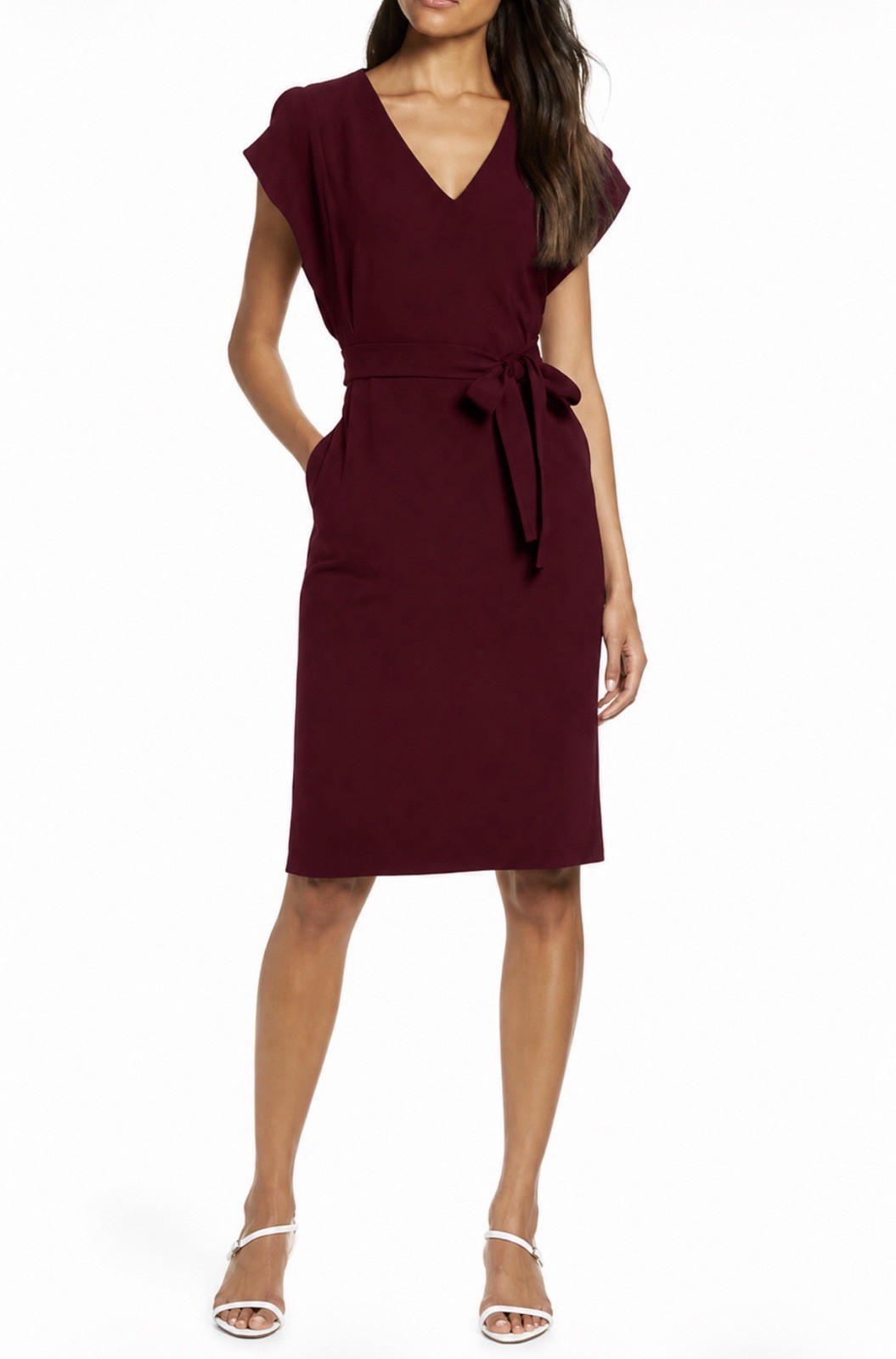 Eliza J Floral Ruched Chiffon Faux Wrap Dress Size 6 Women