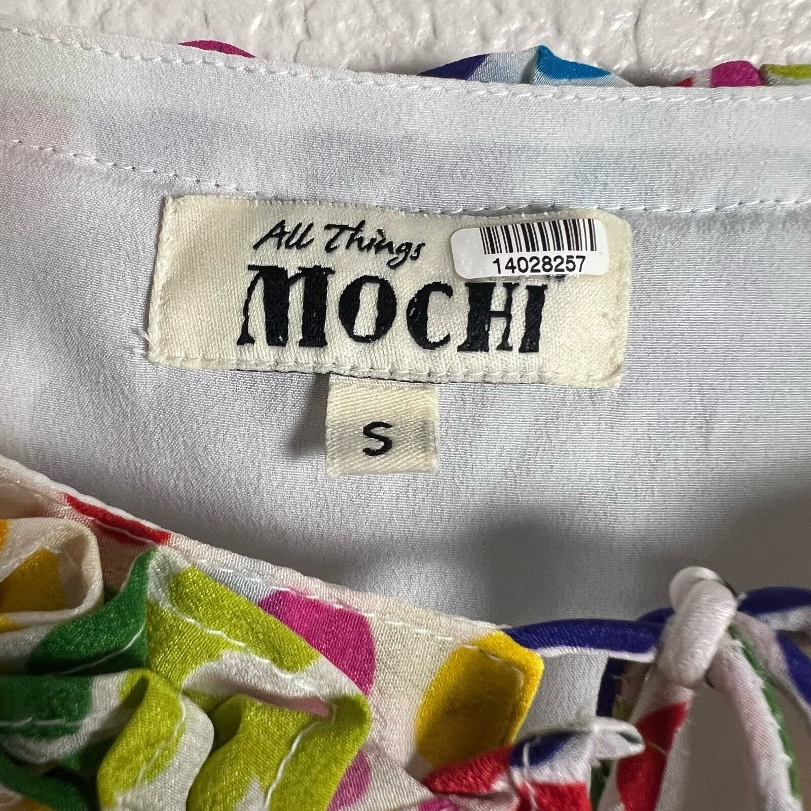 All Things Mochi Blessica Rainbow Polka Dot Print Tiered Silk Mini Dress Sz S