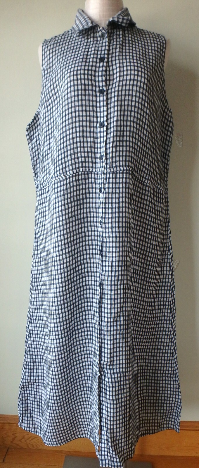 FLAX Designs Dress L NWOT Maxi Dress NAVY GINGHAM