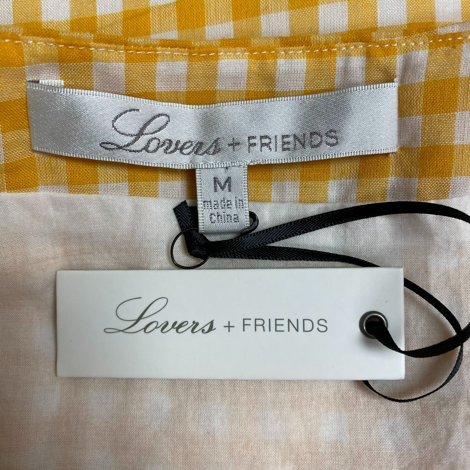 Lovers + Friends Womens Yellow Gingham Adjustable Strap Julian Mini Wrap Dress M