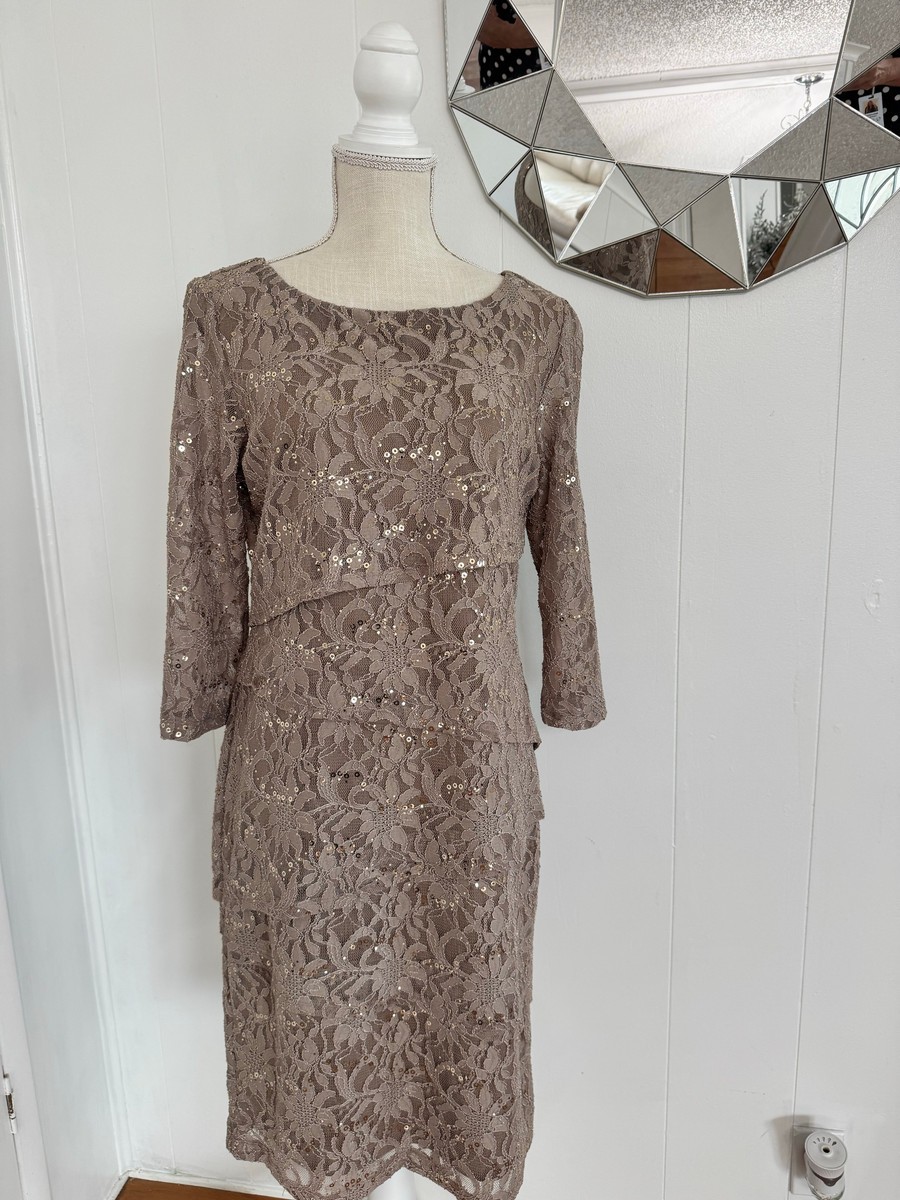 Ronni Nicole Tiered Sequin Lace Sheath Dress