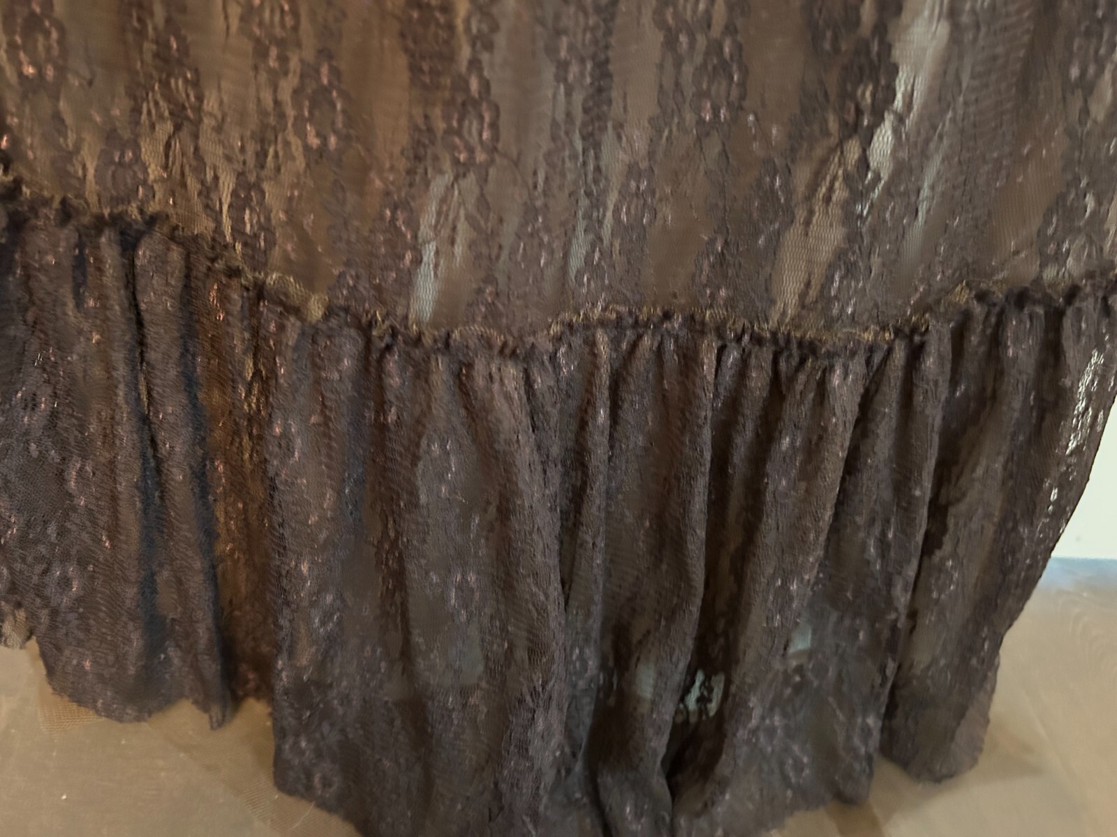 RYU Women’s Size S Small Boho Brown Lace overlay Lined Dress
