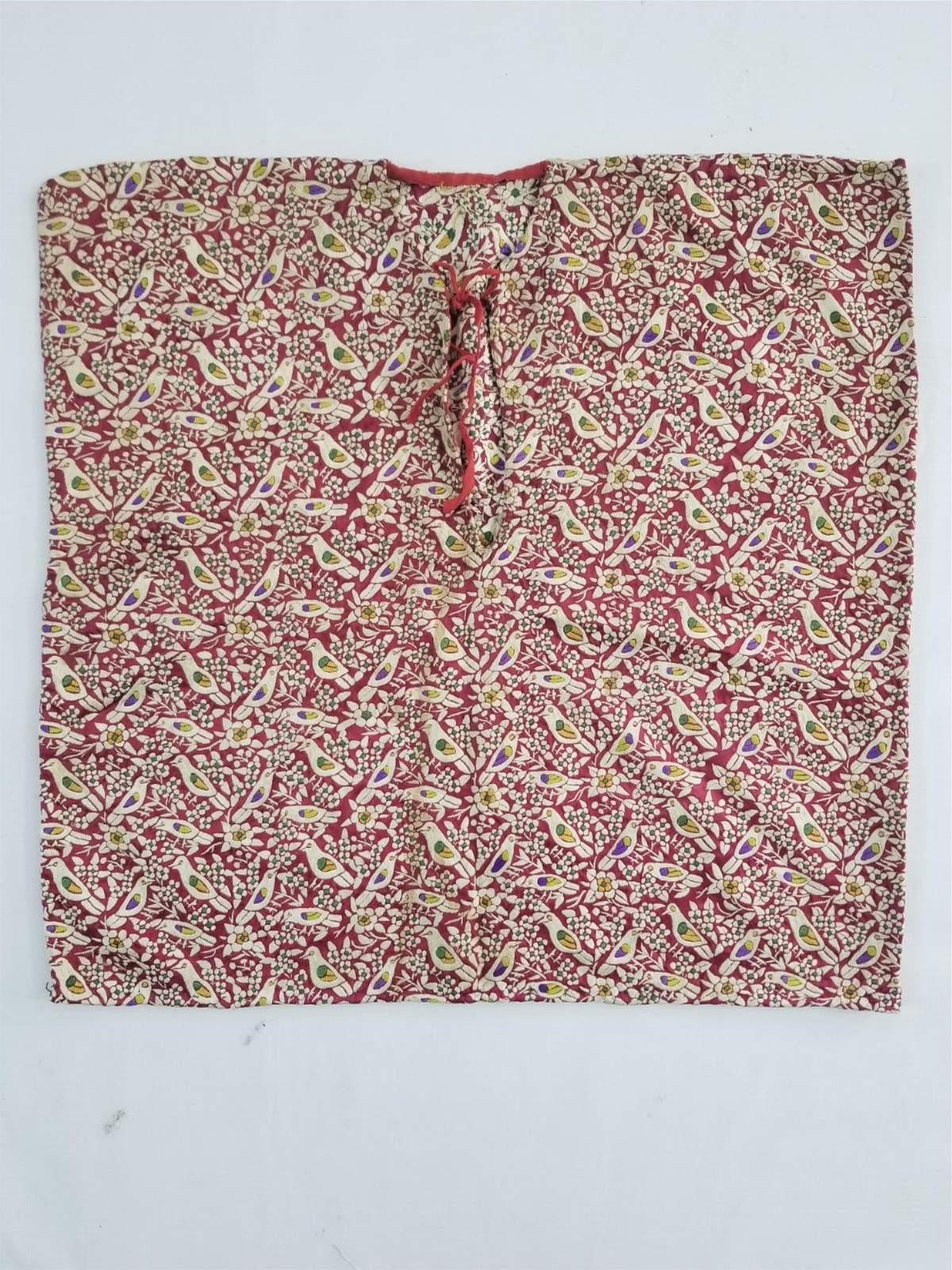 Antique Traditional Parsi Silk Hand Embroidered Huipil 46x45cm