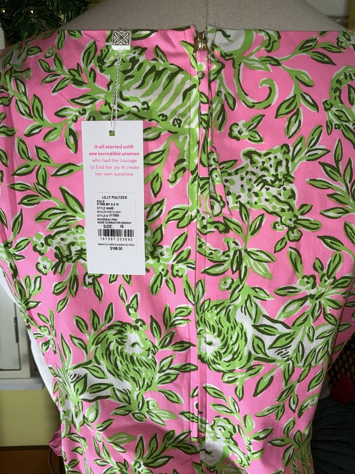 Lilly Pulitzer NWT Beckler Stretch Shift Pink Mane Character Energy $198 Size 16