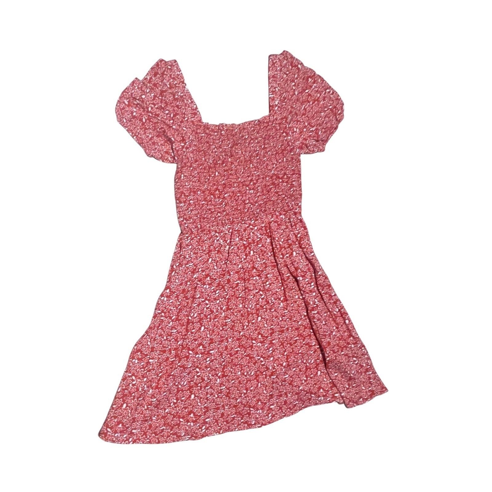 Copper Key Red Floral Smocked Puff Sleeve Mini Dress Square Neck NWT Size S