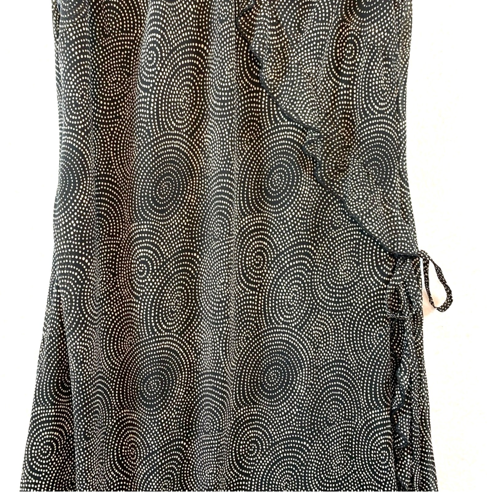 Jillian Jones Chiffon Faux Wrap Midi Dress Sz 8 Celestial Feminine Flowy Ruffle