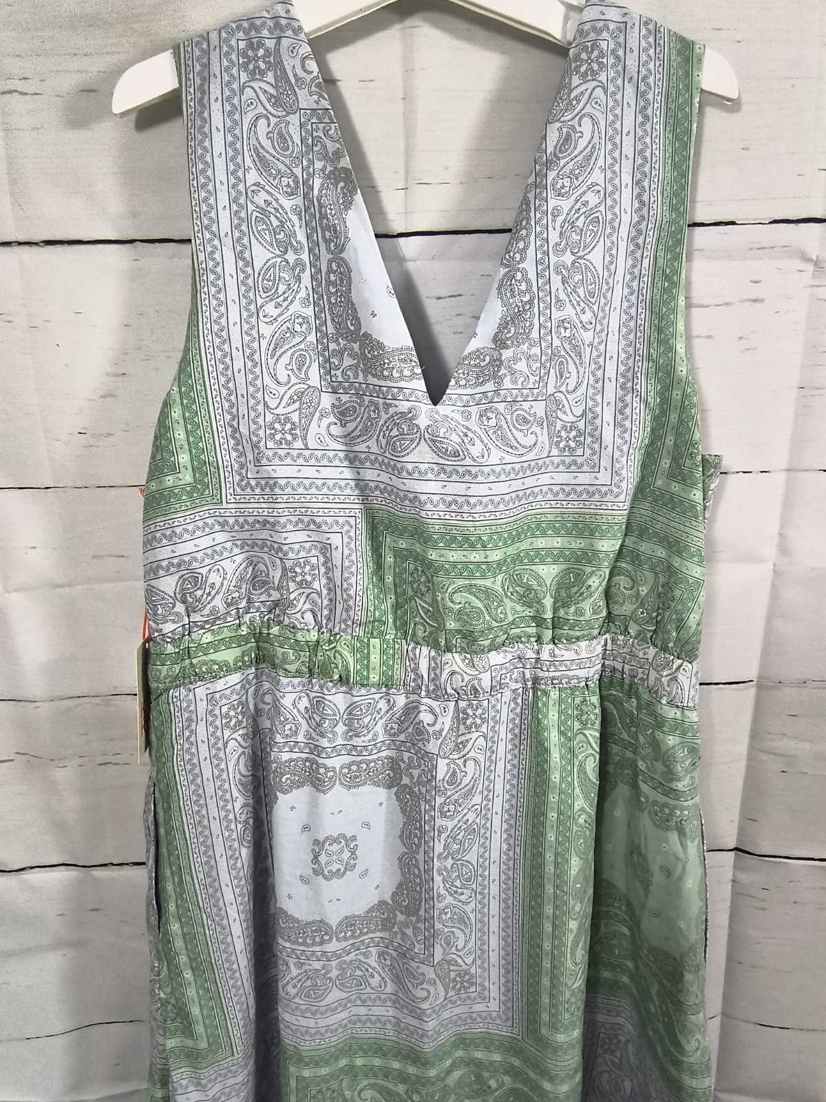 Universal Thread Tie-Front Maxi Dress Green Blue Paisley Sz M Vacation Resort