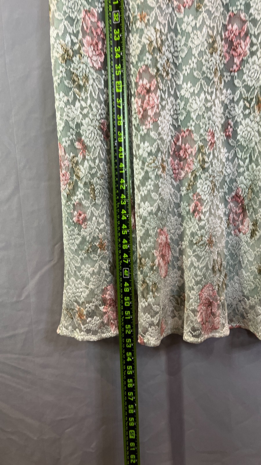 Connected Apparel Maxi Dress Womens 10 Green Floral Lace Sheer Overlay Romantic