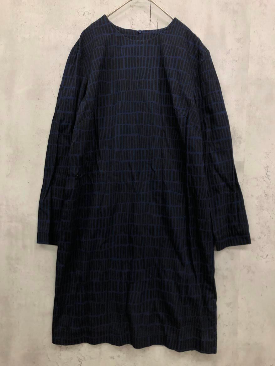 Marimekko Scandinavian Dress Long Sleeve Cotton Rayon Urethane Size 36 Japan