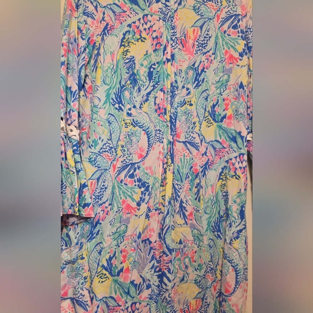 Lilly Pulitzer Floral Lace-Trim Beach Vacation Dress Sz Small