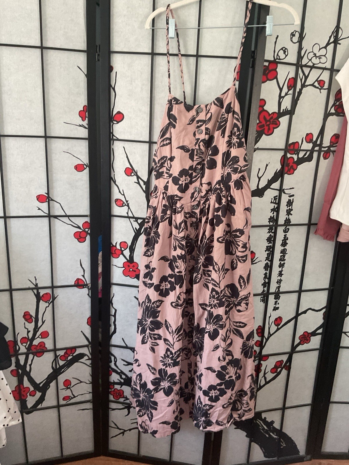 vintage free people dressm Long Sleeveless Tight In The Back Rose And Black Col