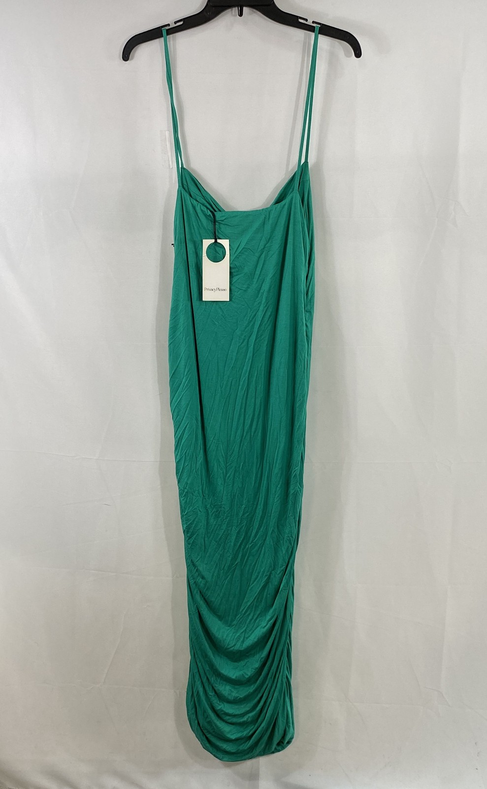 Privacy Please Women’s Green Ruched Bodycon Midi Dress Rayon Sz XL NWT