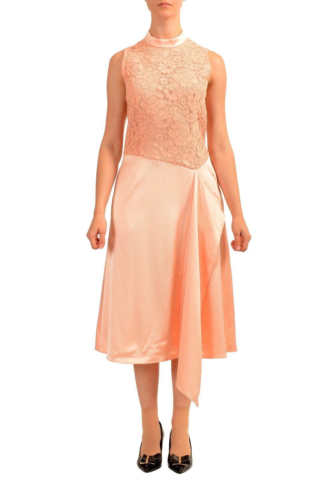 Hugo Boss Women’s “Kisina-1” Pink Sleeveless Frilled Dress US 4 IT 40