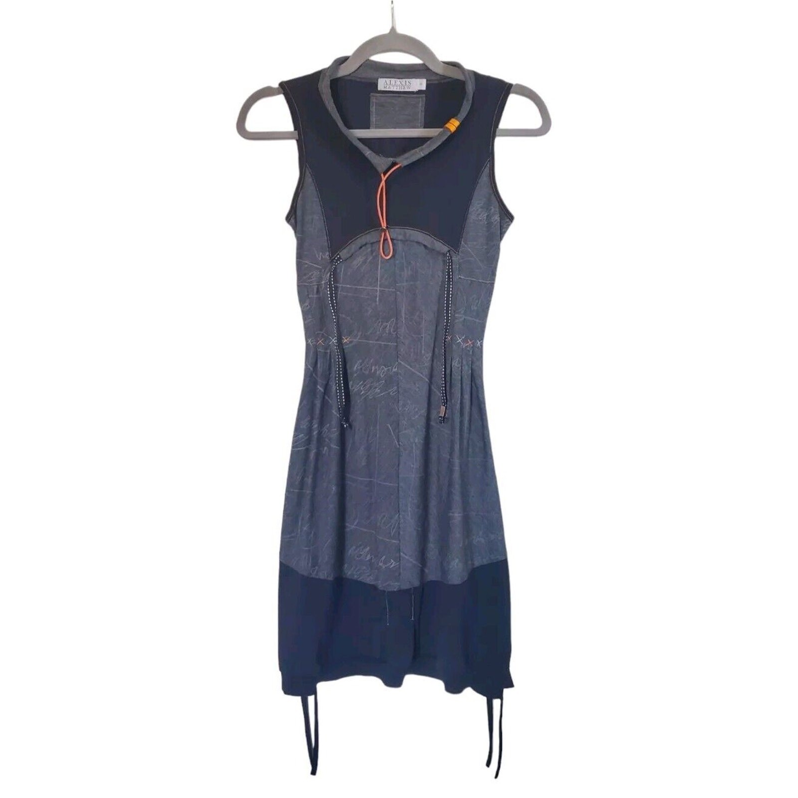 Alexis Matthew Handmade Multi Fabric Unique Linen Blend Mini Dress, Size Small