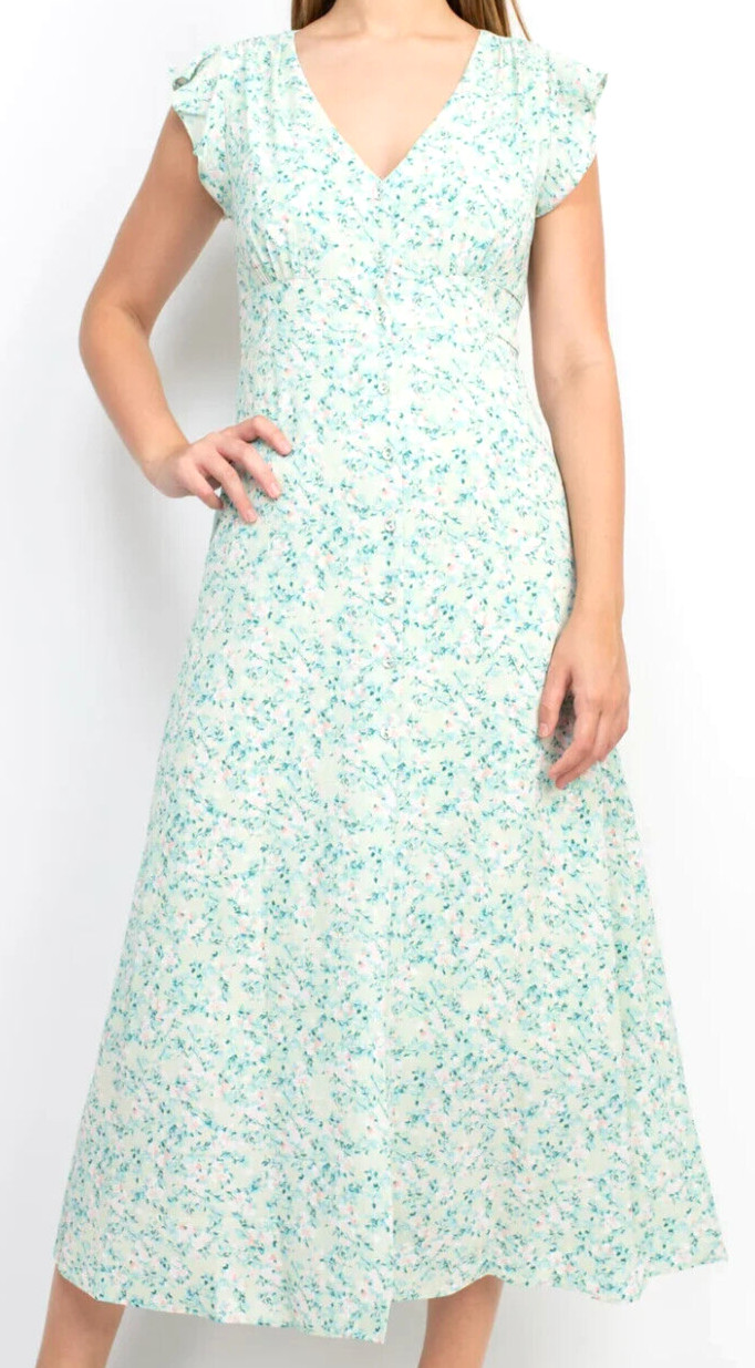Sage Collective Tea Length Midi Crepe Party Dress Size 10 12 Pale Green NWT $118