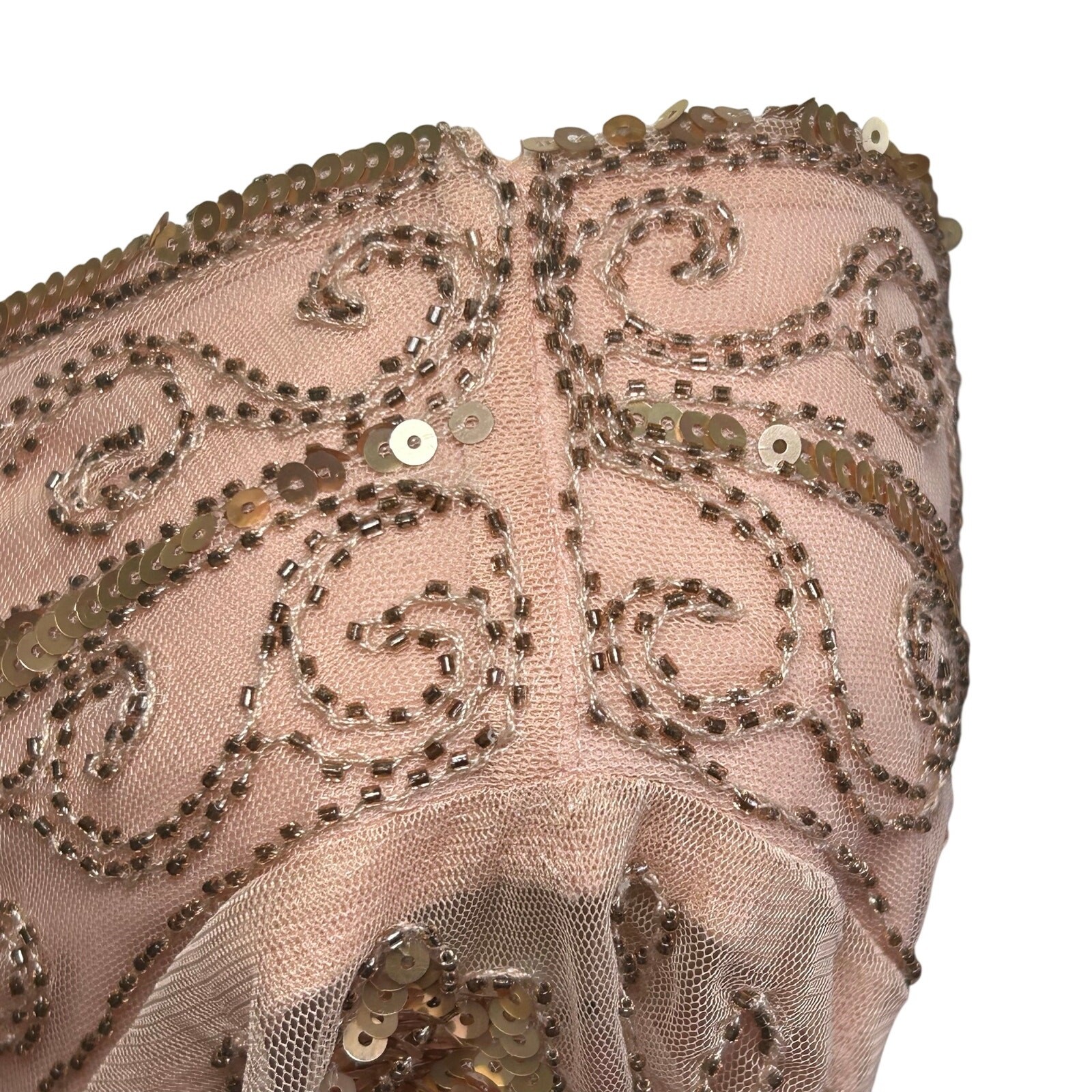 Pink Beaded Sequin Flapper Dress PS Fringe 1920s Style Art Deco Costume Party