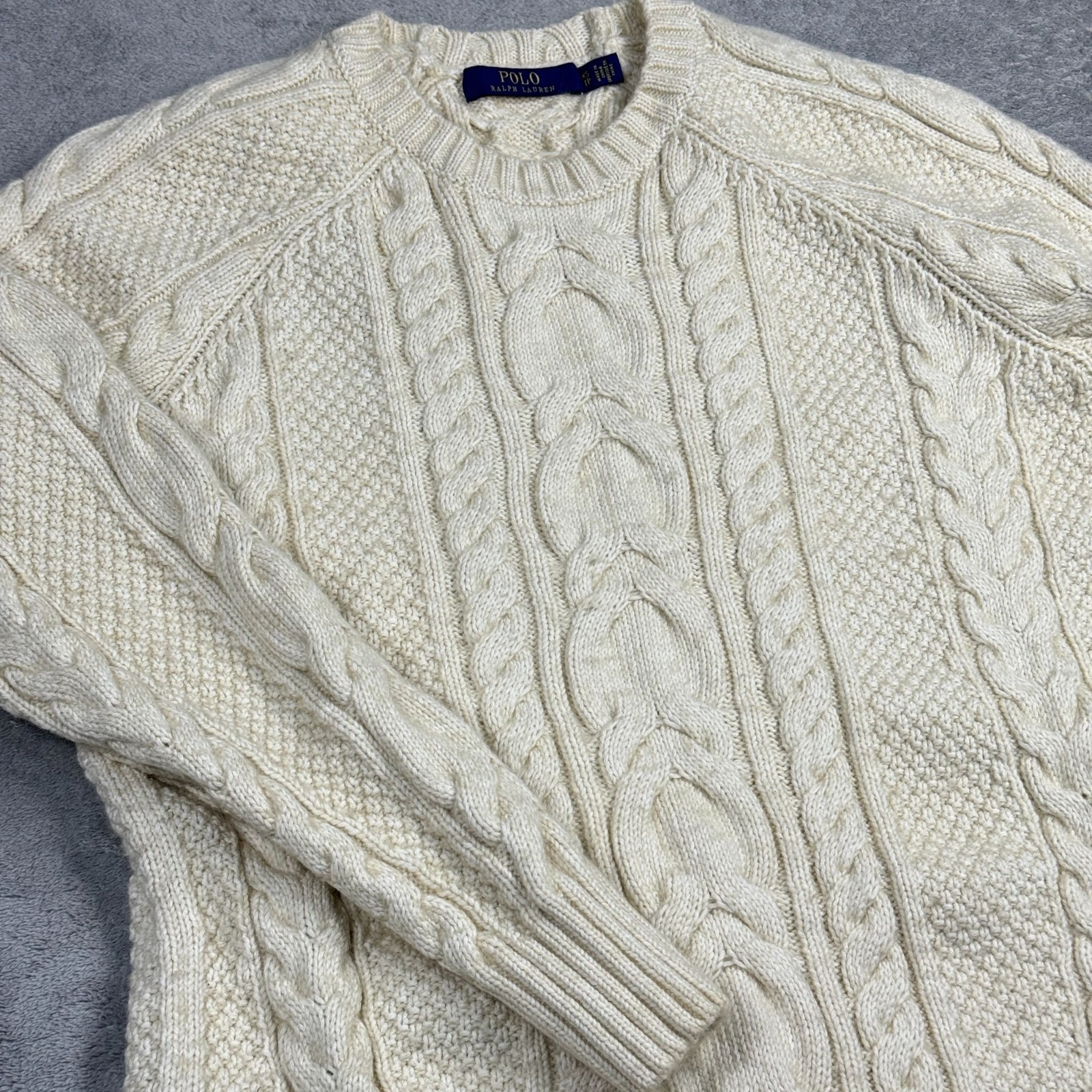 Polo Ralph Lauren Cream Cable Knit Sweater Dress Womens XS Preppy Quiet Luxury