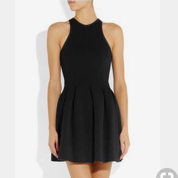 $325 NWT T by Alexander Wang Black Pleated Neoprene Scuba Dress jersey Bonded XS