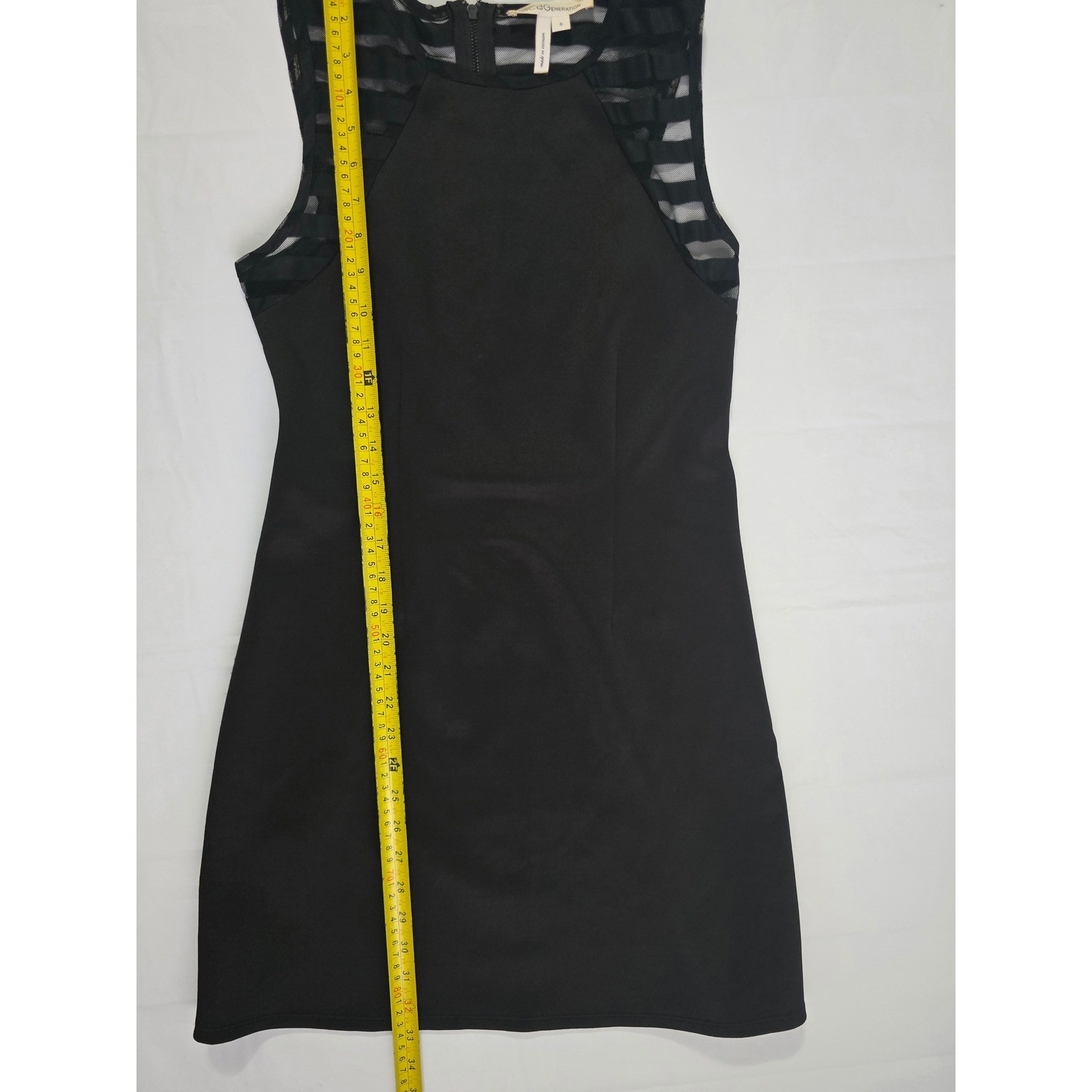 BCBGeneration Black Sleeveless Mesh Stripe Back Mini Dress Small