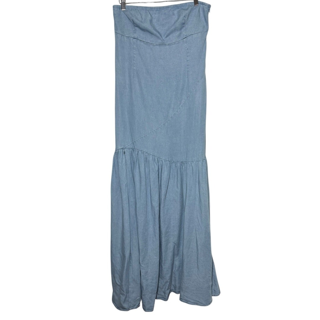 Vici Open Sky Strapless Chambray Maxi Dress Size Large