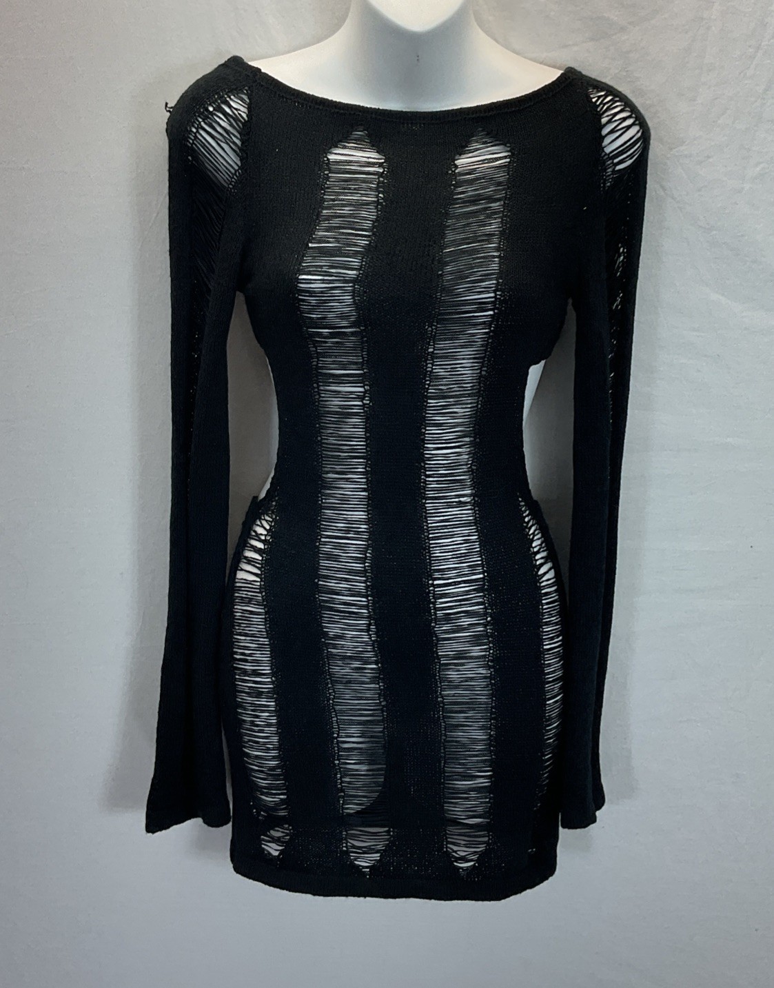 NEW Jaded London Black Crochet Sheer mini cut out dress Grunge Punk SZ XS